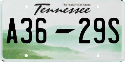 TN license plate A3629S