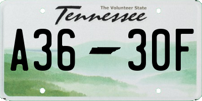 TN license plate A3630F