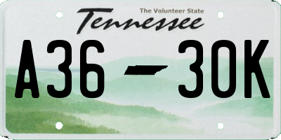 TN license plate A3630K