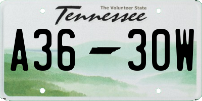 TN license plate A3630W