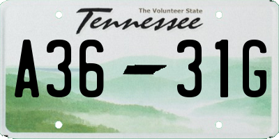 TN license plate A3631G