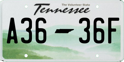 TN license plate A3636F