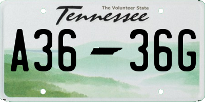 TN license plate A3636G
