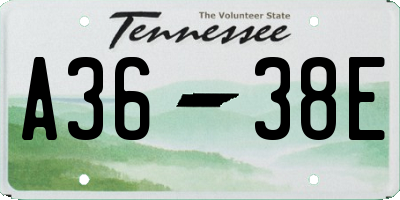 TN license plate A3638E