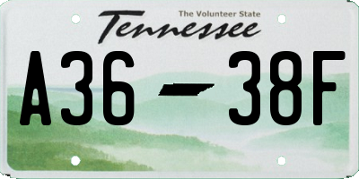 TN license plate A3638F