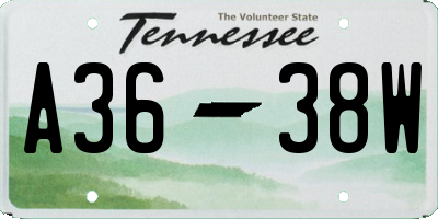 TN license plate A3638W