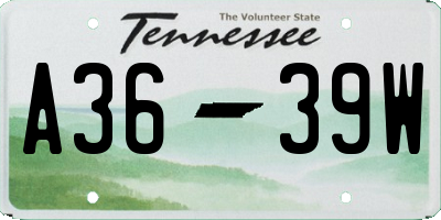 TN license plate A3639W