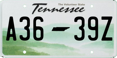 TN license plate A3639Z