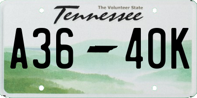 TN license plate A3640K