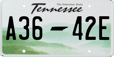 TN license plate A3642E