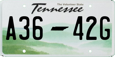 TN license plate A3642G