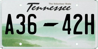 TN license plate A3642H