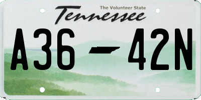 TN license plate A3642N