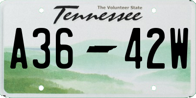 TN license plate A3642W