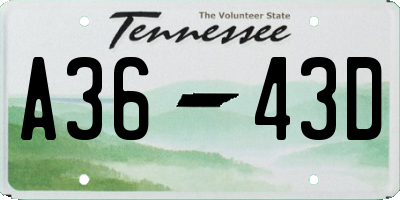 TN license plate A3643D