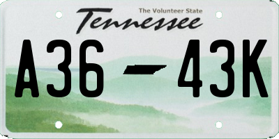 TN license plate A3643K