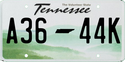 TN license plate A3644K