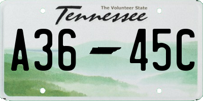 TN license plate A3645C