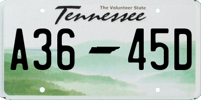 TN license plate A3645D