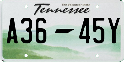 TN license plate A3645Y