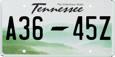 TN license plate A3645Z