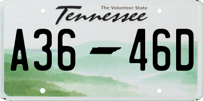 TN license plate A3646D