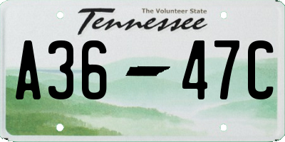 TN license plate A3647C
