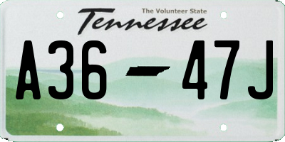 TN license plate A3647J
