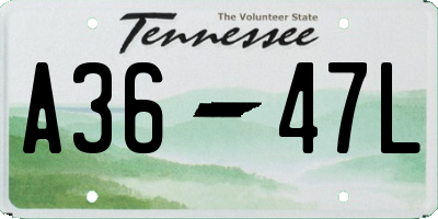 TN license plate A3647L