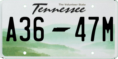 TN license plate A3647M