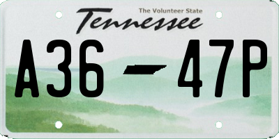 TN license plate A3647P