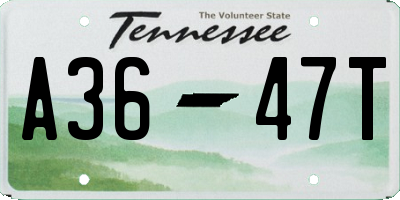 TN license plate A3647T
