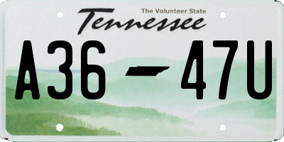 TN license plate A3647U