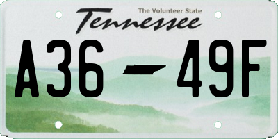 TN license plate A3649F