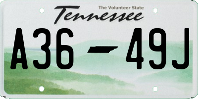TN license plate A3649J