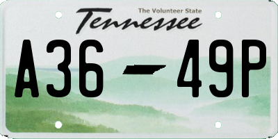 TN license plate A3649P