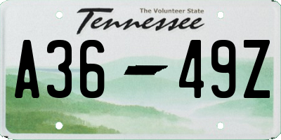 TN license plate A3649Z