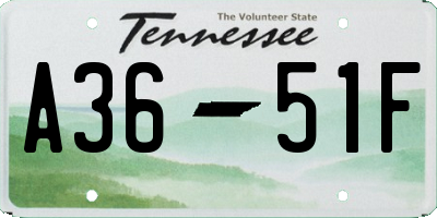 TN license plate A3651F