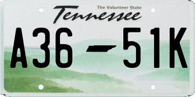 TN license plate A3651K