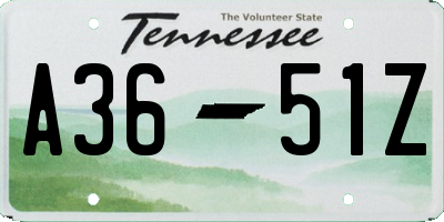 TN license plate A3651Z