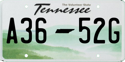 TN license plate A3652G