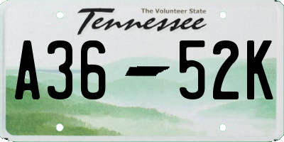 TN license plate A3652K