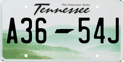 TN license plate A3654J