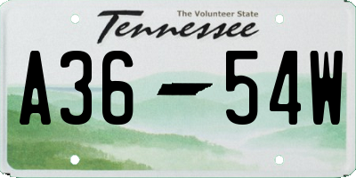 TN license plate A3654W