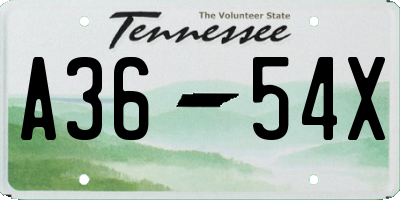 TN license plate A3654X