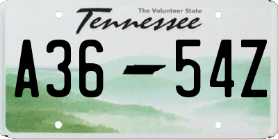 TN license plate A3654Z