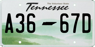 TN license plate A3667D
