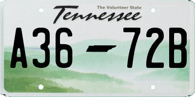 TN license plate A3672B