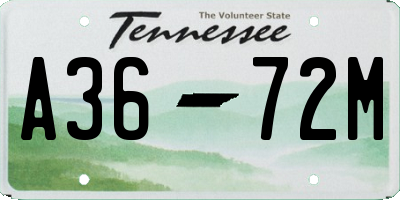 TN license plate A3672M