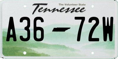 TN license plate A3672W